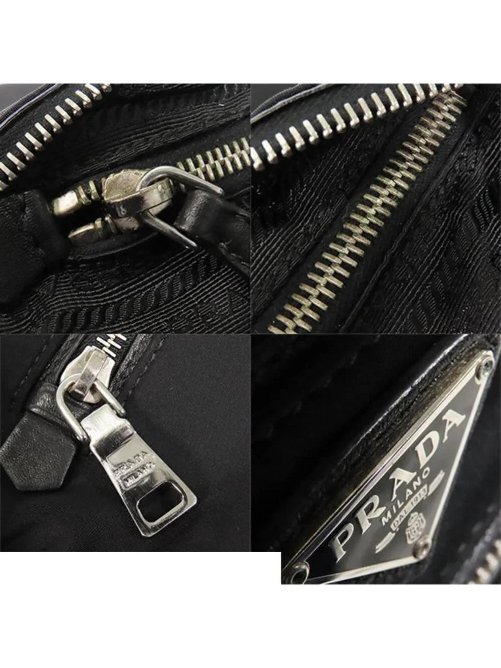 Prada Pochette Black Nylon Leather Triangle Logo 2-Way Shoulder Bag